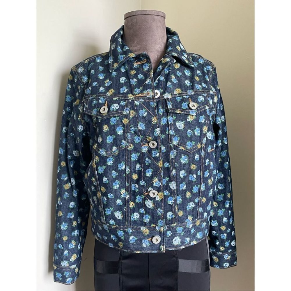 Coach Authentic Floral Denim Jacket Buttoned Spring Classic Cute Feminine